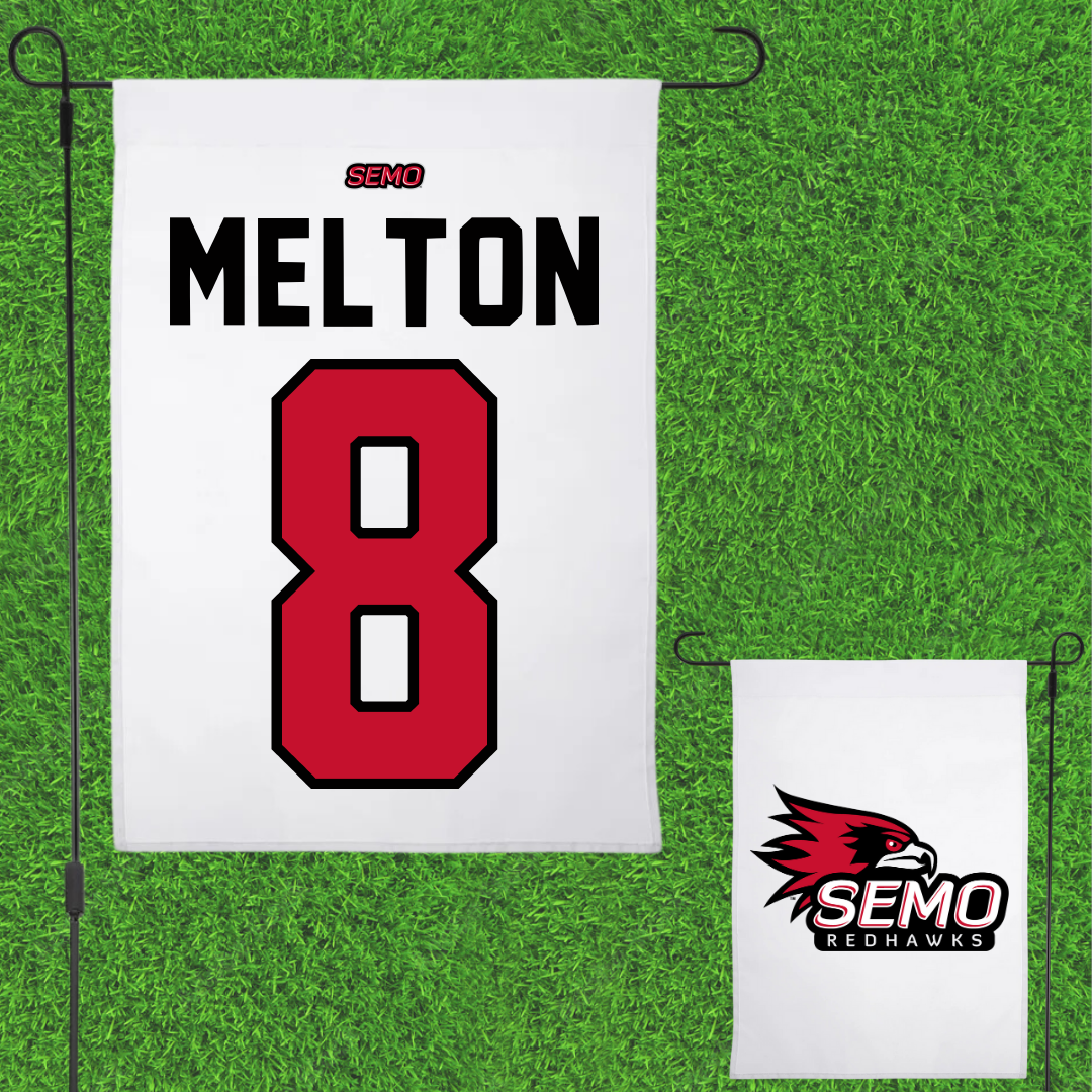 Southeast Missouri State University Softball White Garden Flag - #8 Sydney Melton