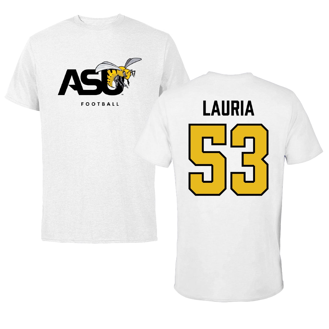 Alabama State University Football White ASU Performance Tee - #53 Thomas Lauria
