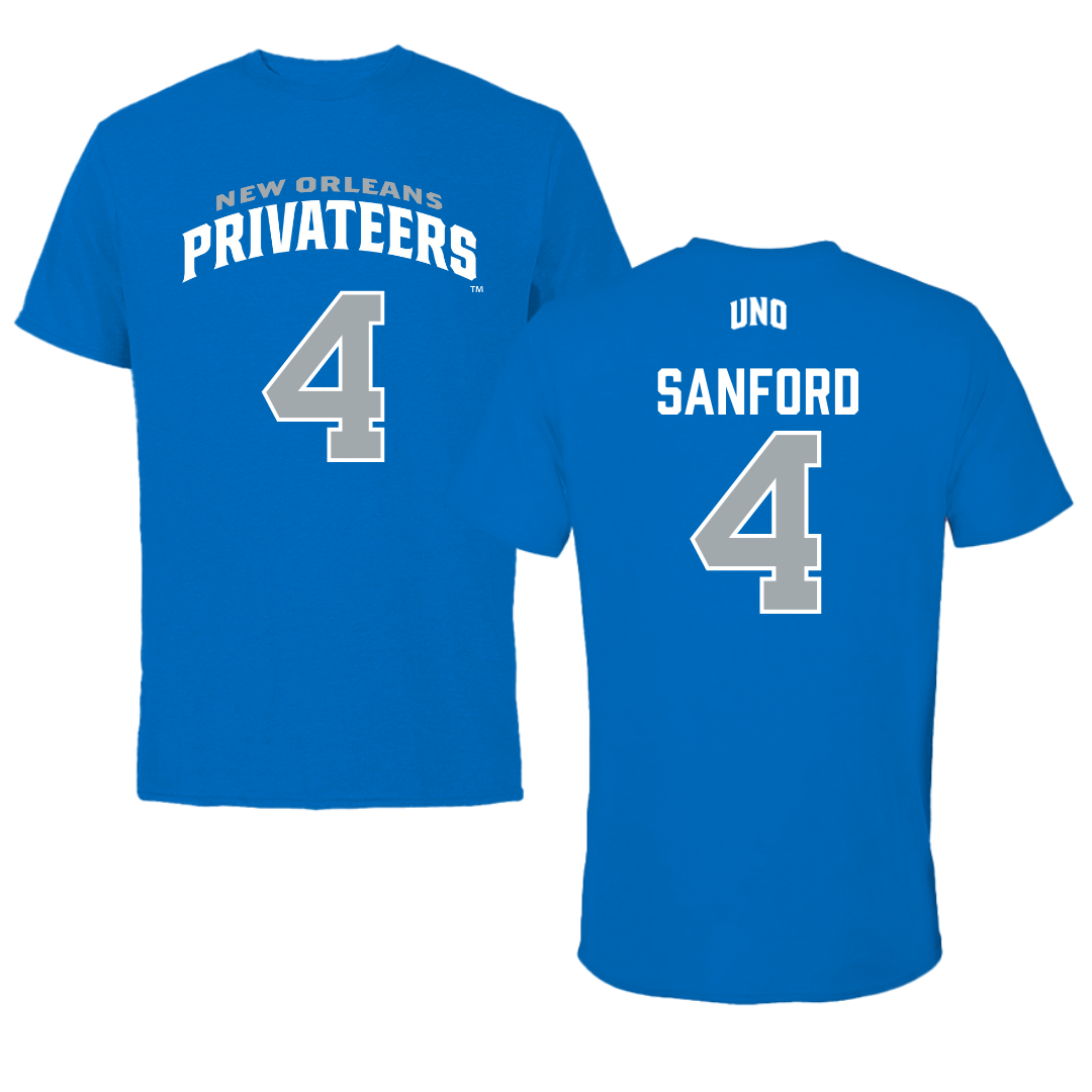 University of New Orleans Baseball Blue Jersey Tee - #4 Mitchell Sanford