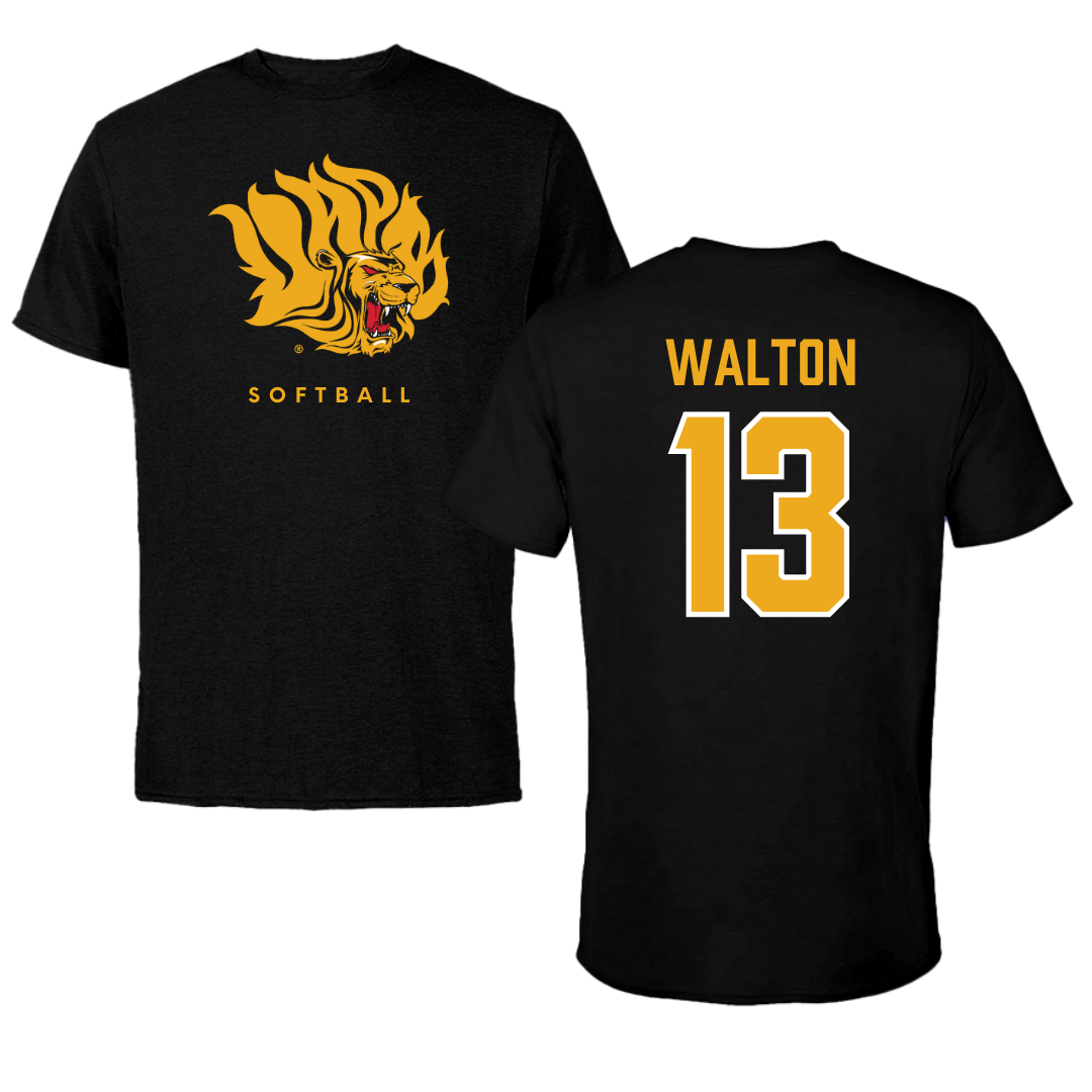 University of Arkansas-Pine Bluff Softball Black Performance Tee - #13 Justice Walton