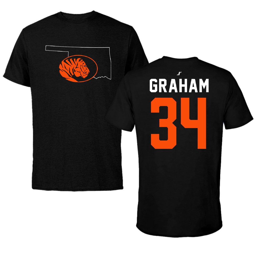 East Central University Football Black State Tee - #34 Joshua Graham
