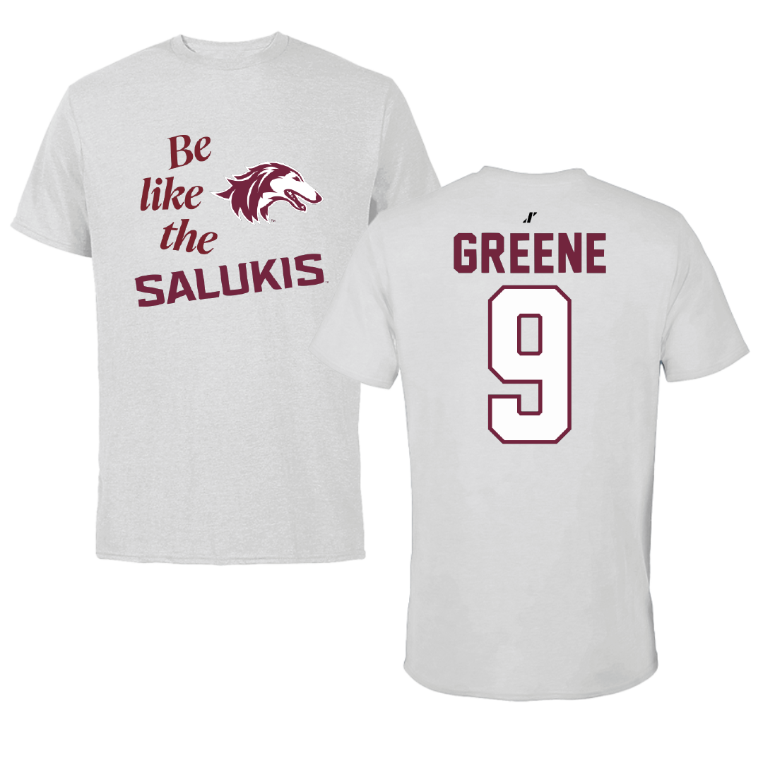 Southern Illinois University at Carbondale Football Light Gray Be Like Us Tee - #9 Dewey Greene