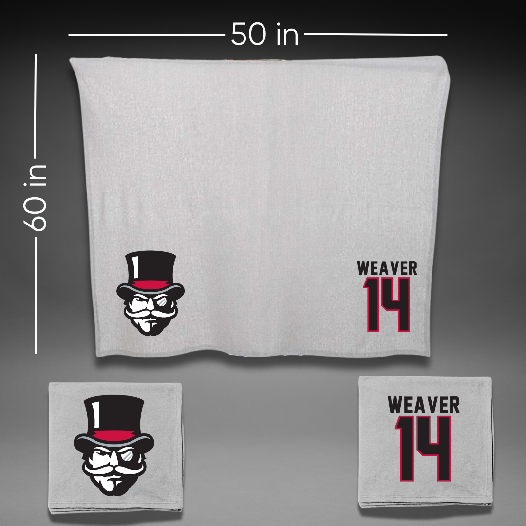 Austin Peay State University Baseball Gray Blanket - #14 Jacob Weaver