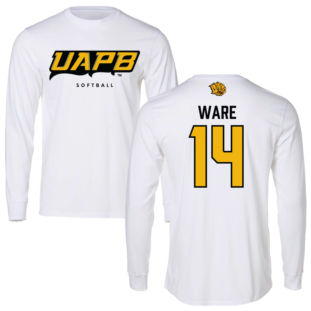 University of Arkansas-Pine Bluff Softball White Performance Long Sleeve - #14 Naiyestlie Ware