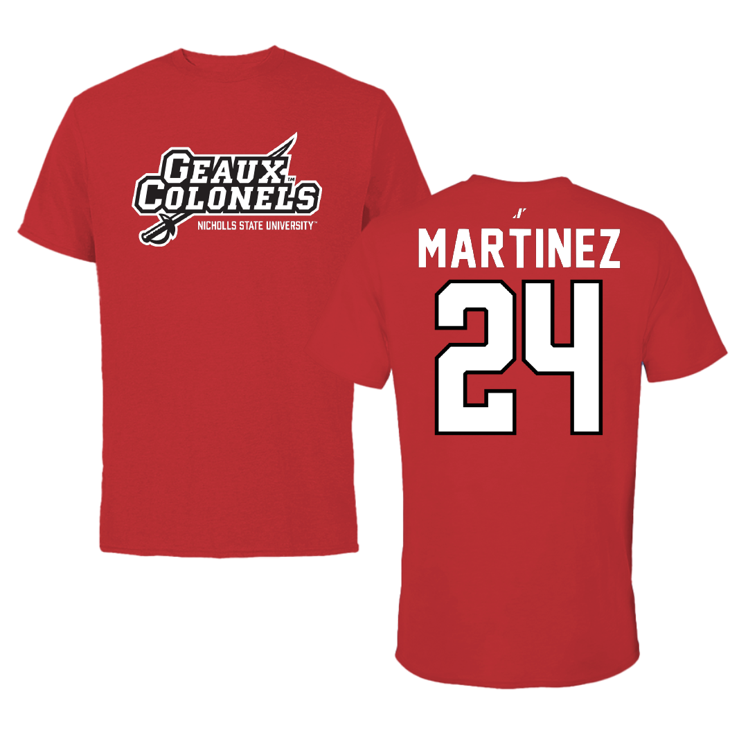 Nicholls State University Basketball Red General Performance Tee - #24 Marypaz Martinez