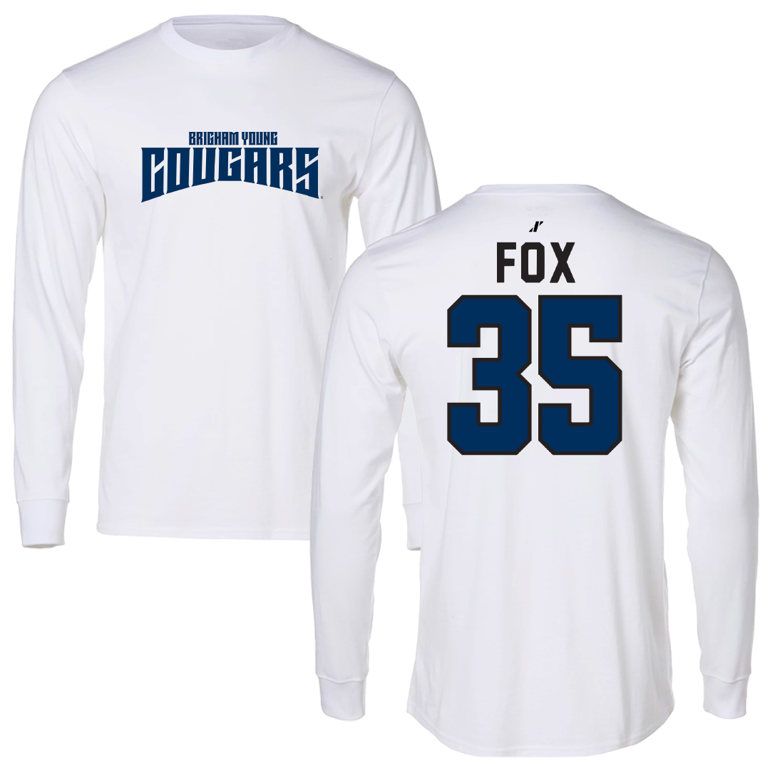 Brigham Young University Baseball White Classic Performance Long Sleeve - #35 Matthew Fox