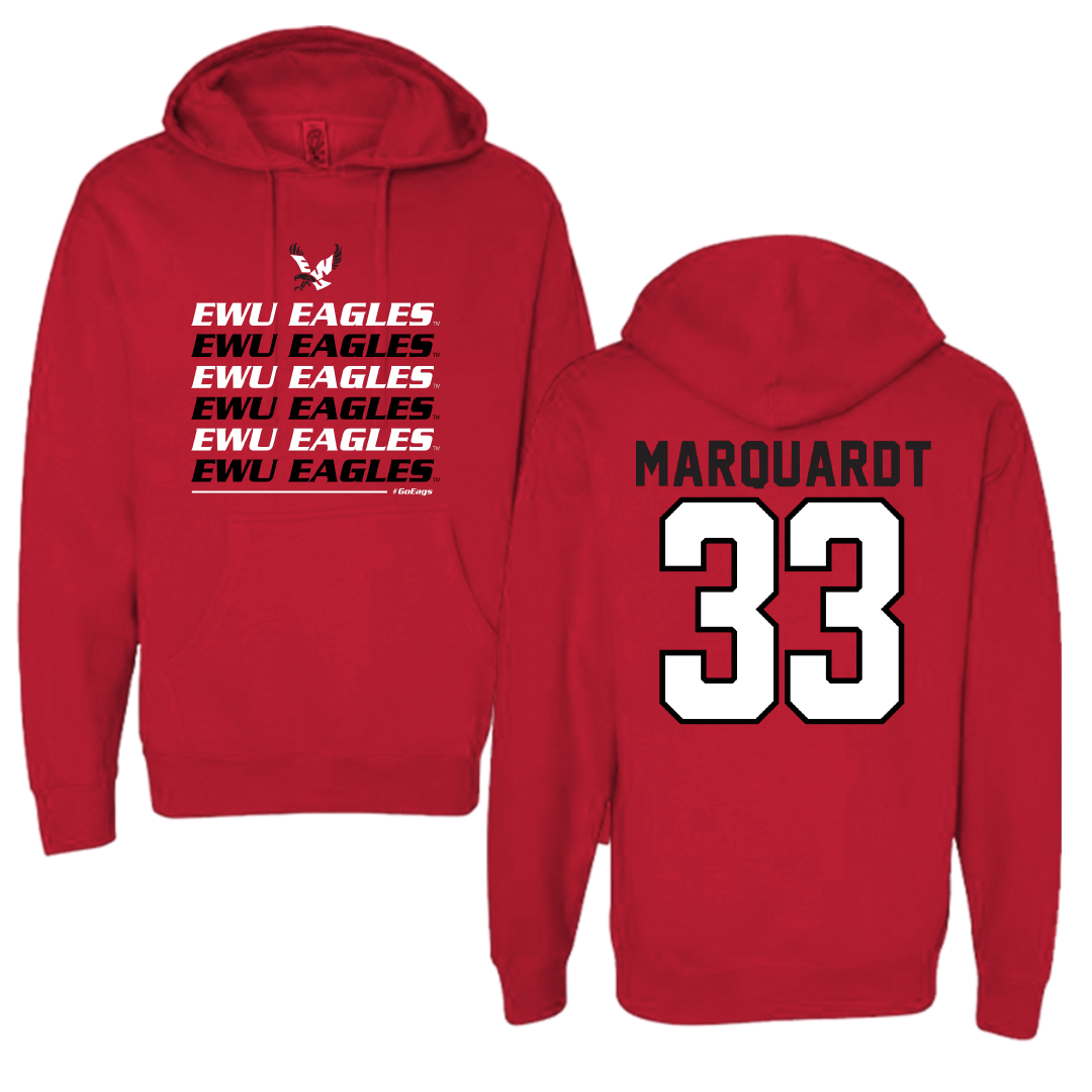 Eastern Washington University Basketball Red General Hoodie - #33 Emmett Marquardt