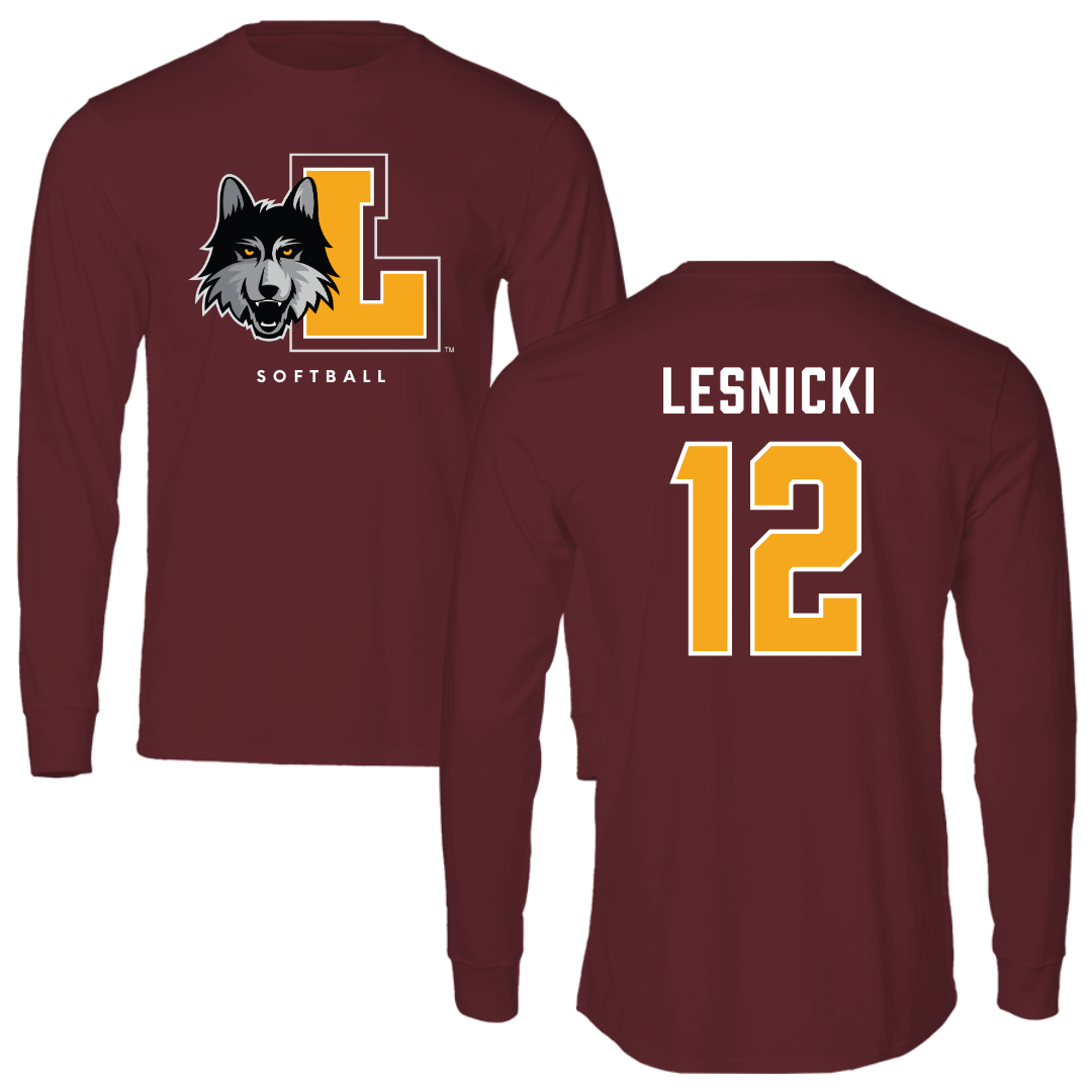 Loyola University-Chicago Softball Maroon Mascot Long Sleeve - #12 Nat Lesnicki