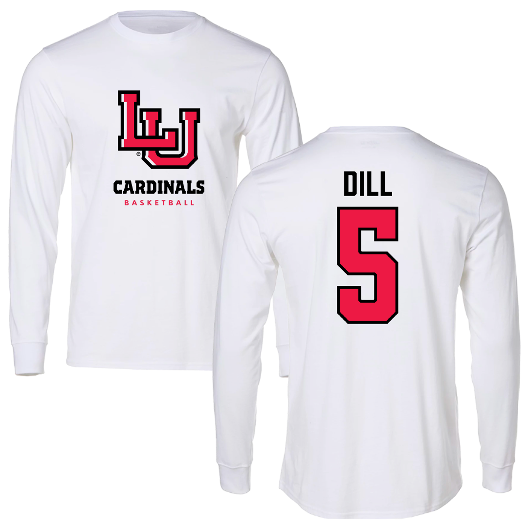 Lamar University Basketball White Performance Long Sleeve - #5 Cameron Dill