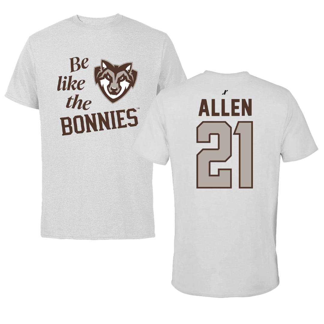 St. Bonaventure University Soccer Light Gray Be Like Us Performance Tee - #21 Olivia Allen