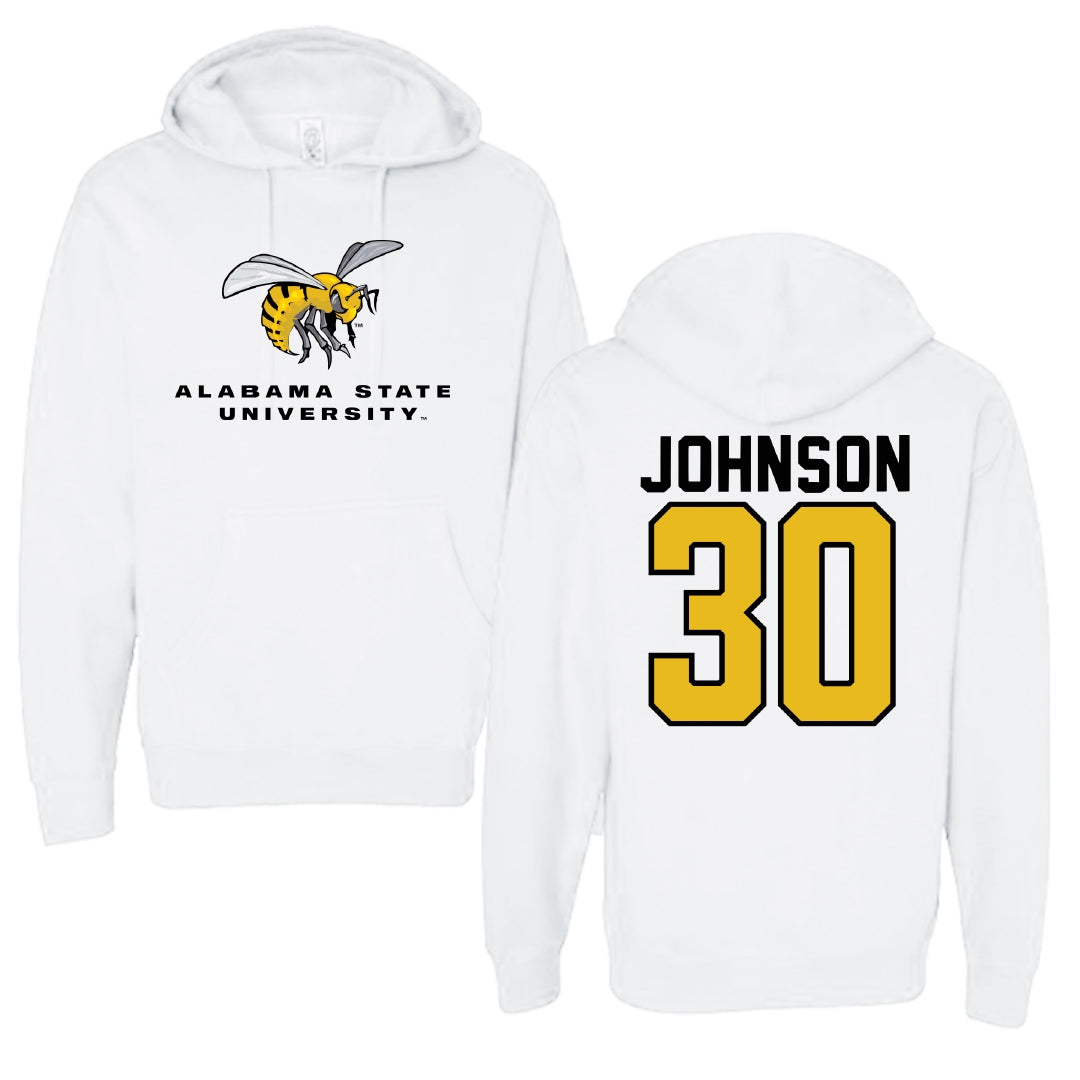 Alabama State University Football White Block Hoodie - #30 Ethan Johnson