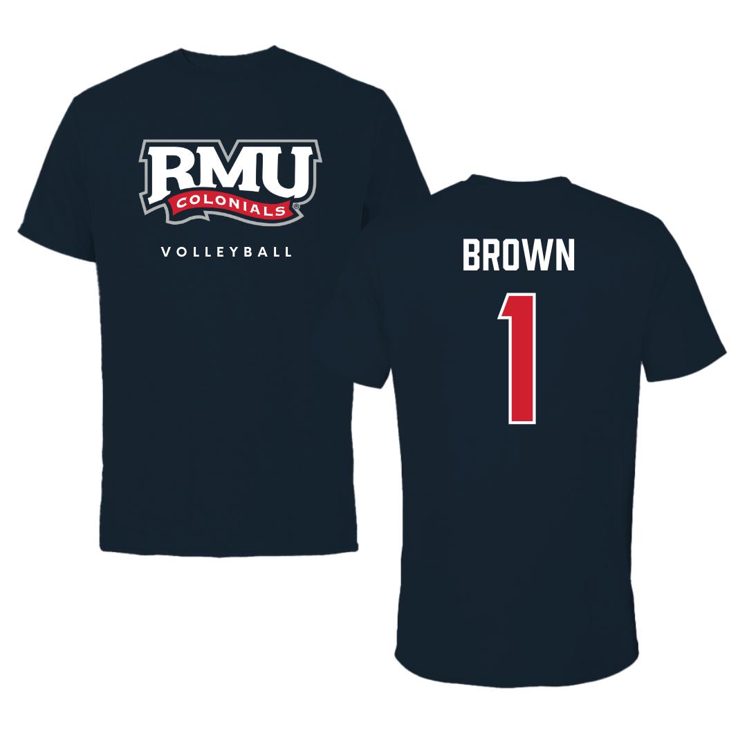 Robert Morris University Volleyball Navy Performance Tee - #1 Kaitlyn Brown