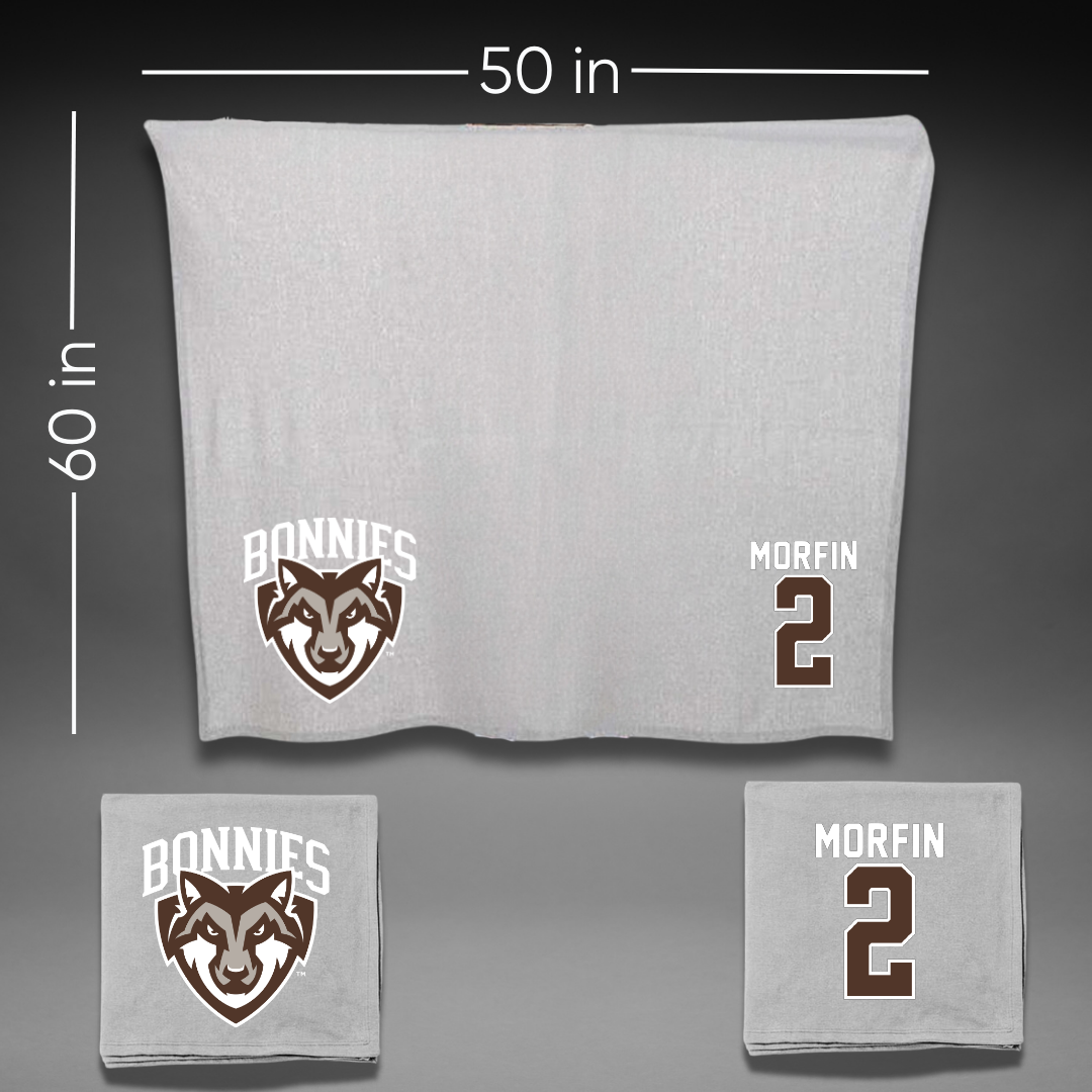 St. Bonaventure University Soccer Gray Blanket - #2 Sean Morfin