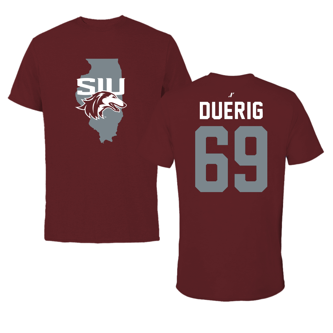 Southern Illinois University at Carbondale Football Maroon State Tee - #69 Aidan Duerig