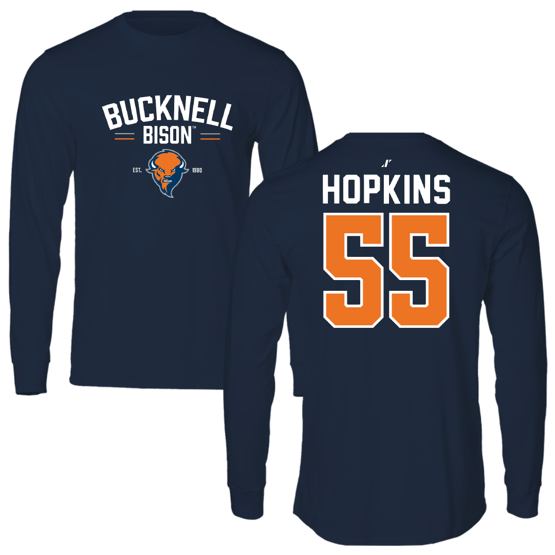 Bucknell University Lacrosse Navy General Performance Long Sleeve - #55 Will Hopkins
