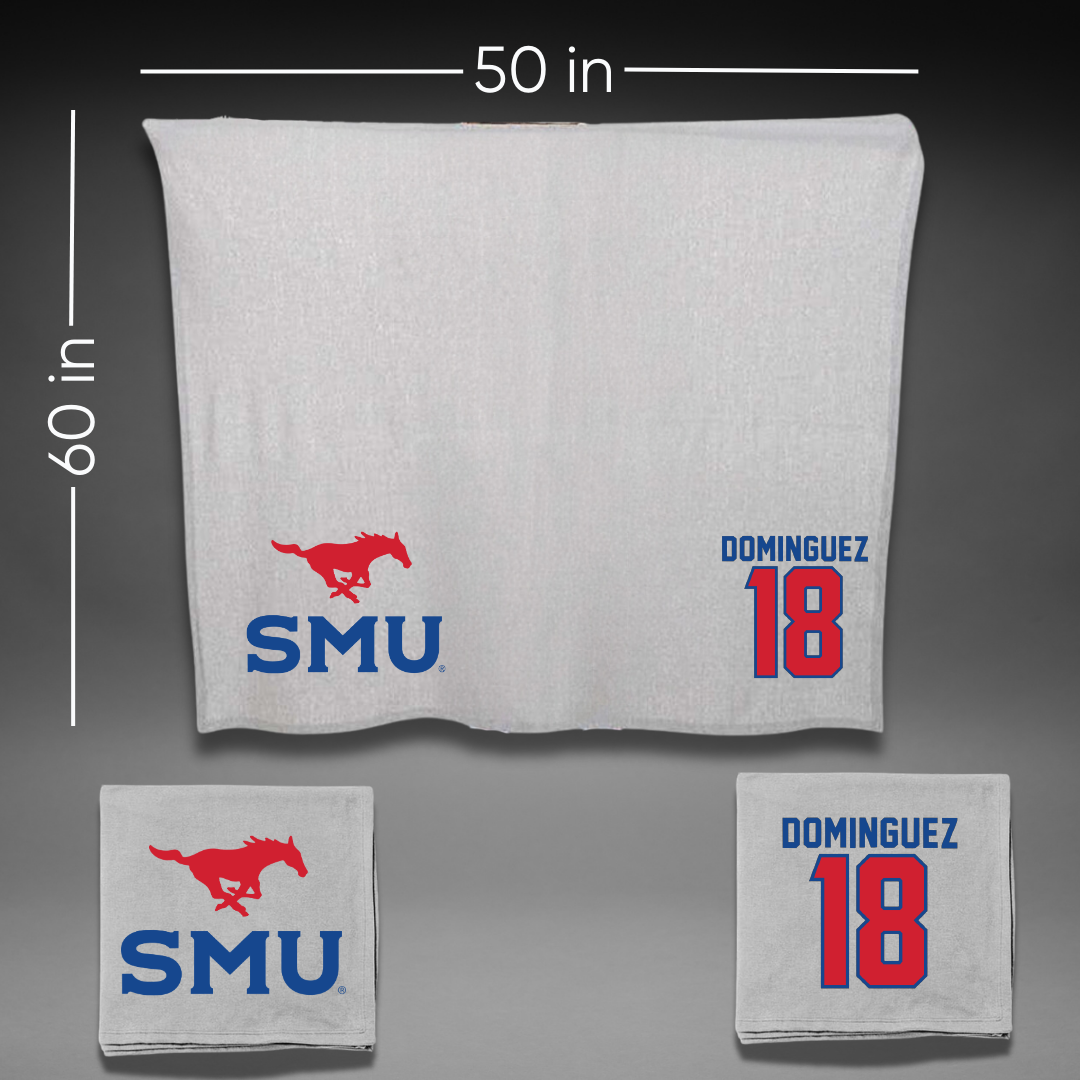 Southern Methodist University Soccer Gray Blanket - #18 Martin Dominguez