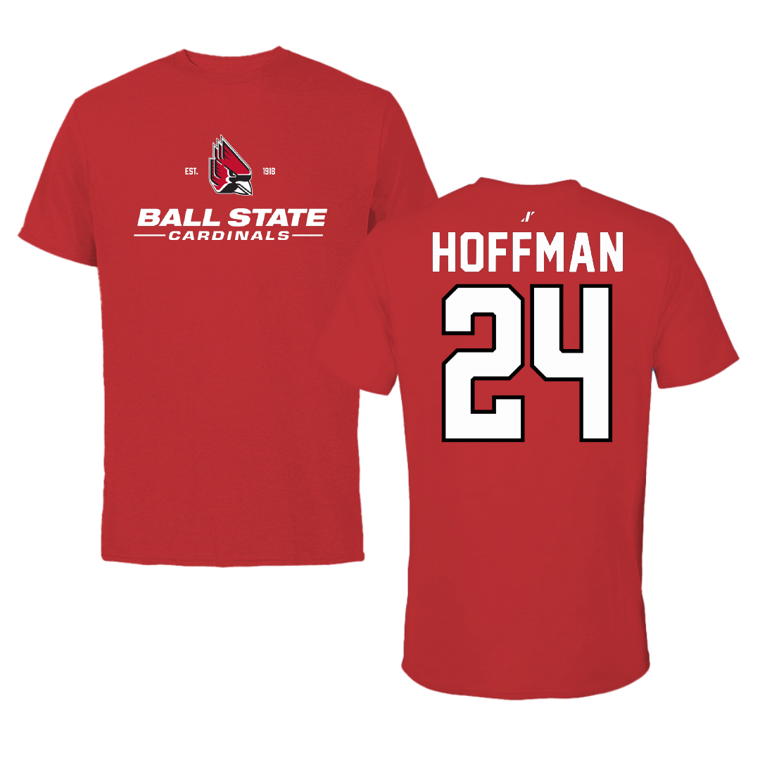 Ball State University Softball Red General Tee - #24 Jessica Hoffman