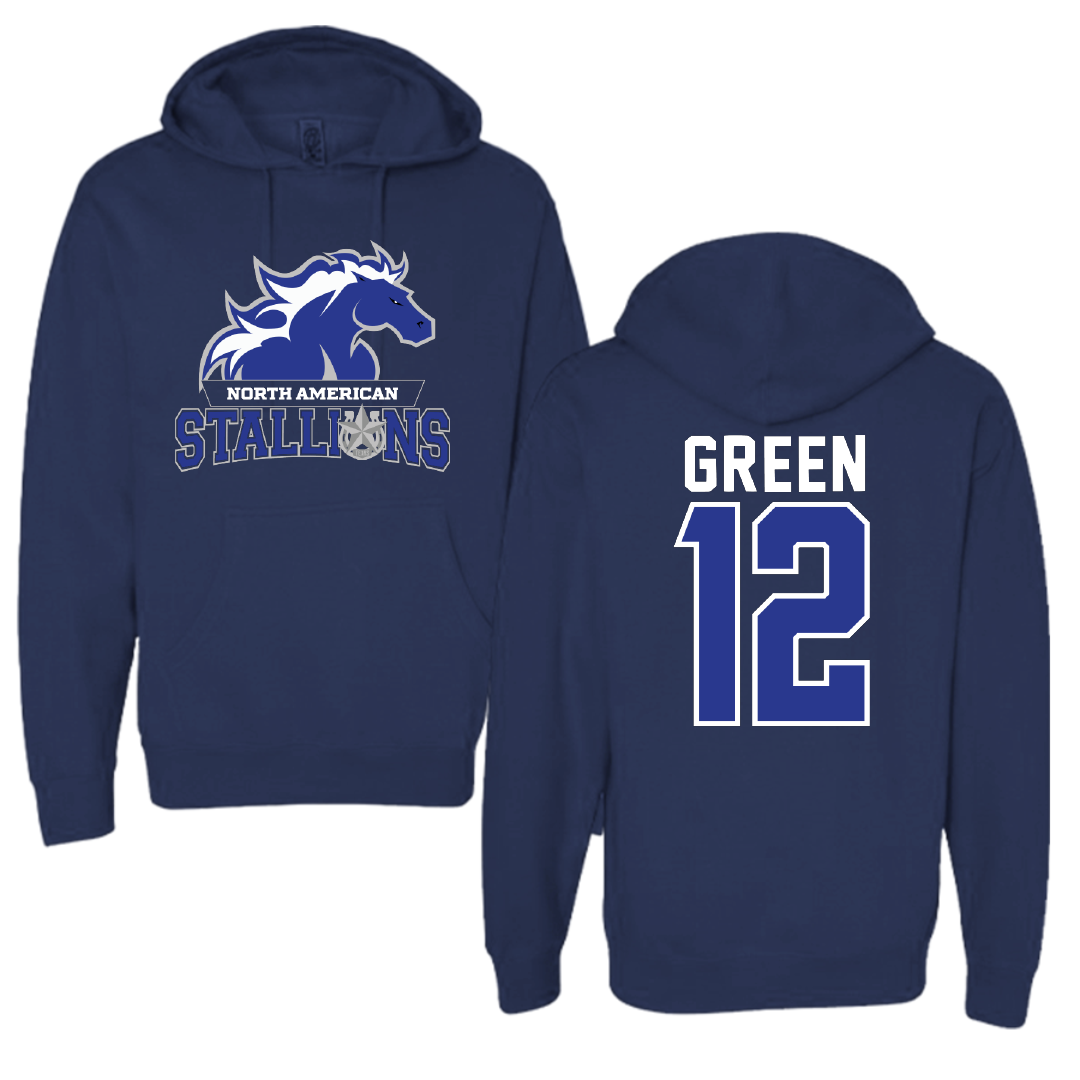 North American University Basketball Navy Hoodie - #12 Desmond Green