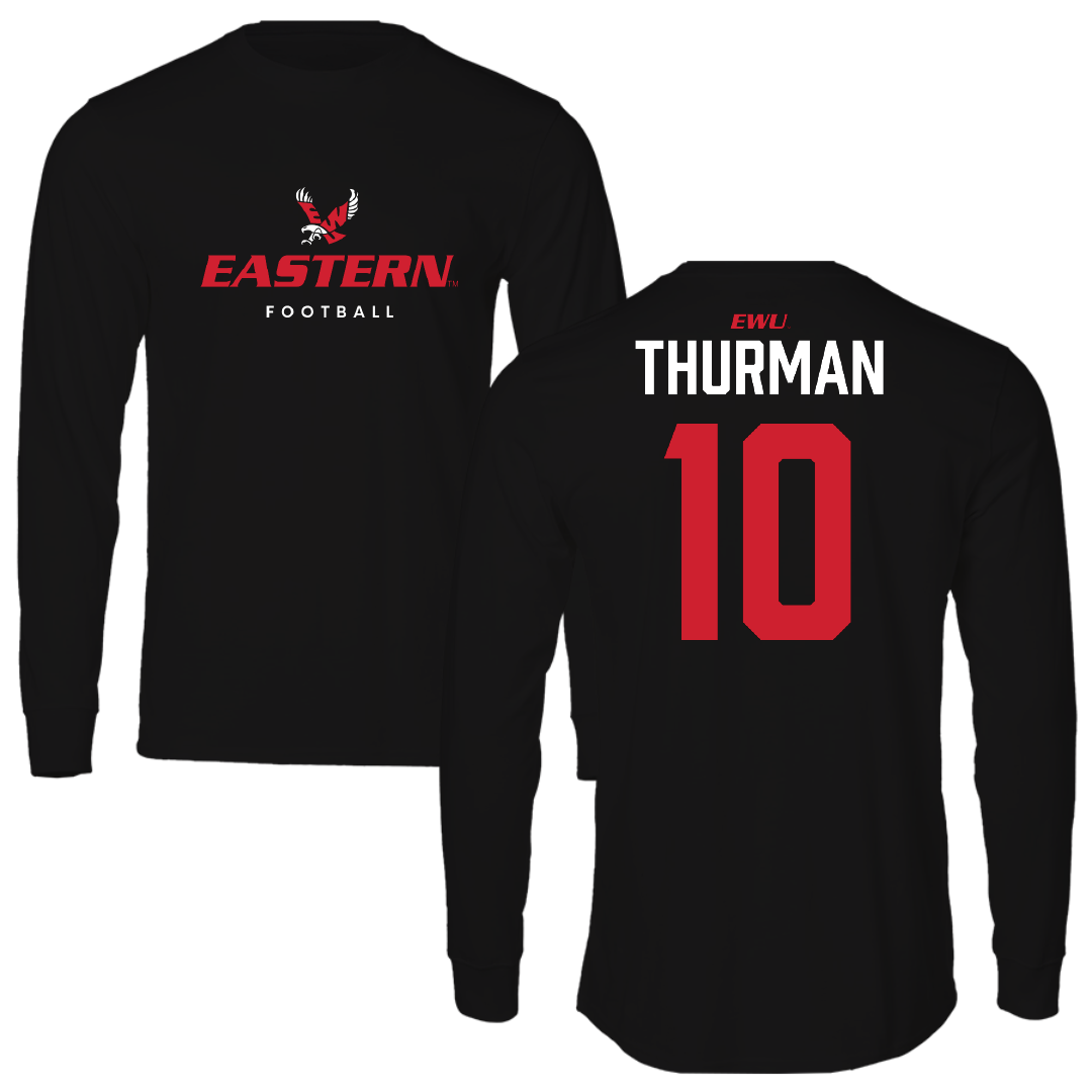 Eastern Washington University Football Black Eastern Long Sleeve - #10 Trevor Thurman