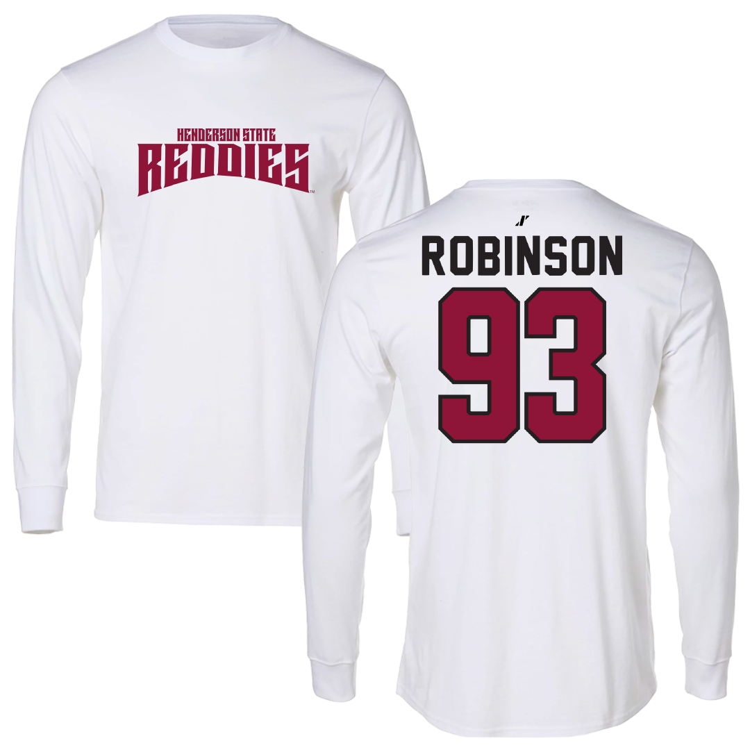 Henderson State University Football White Classic Performance Long Sleeve - #93 Shaq'ke Robinson