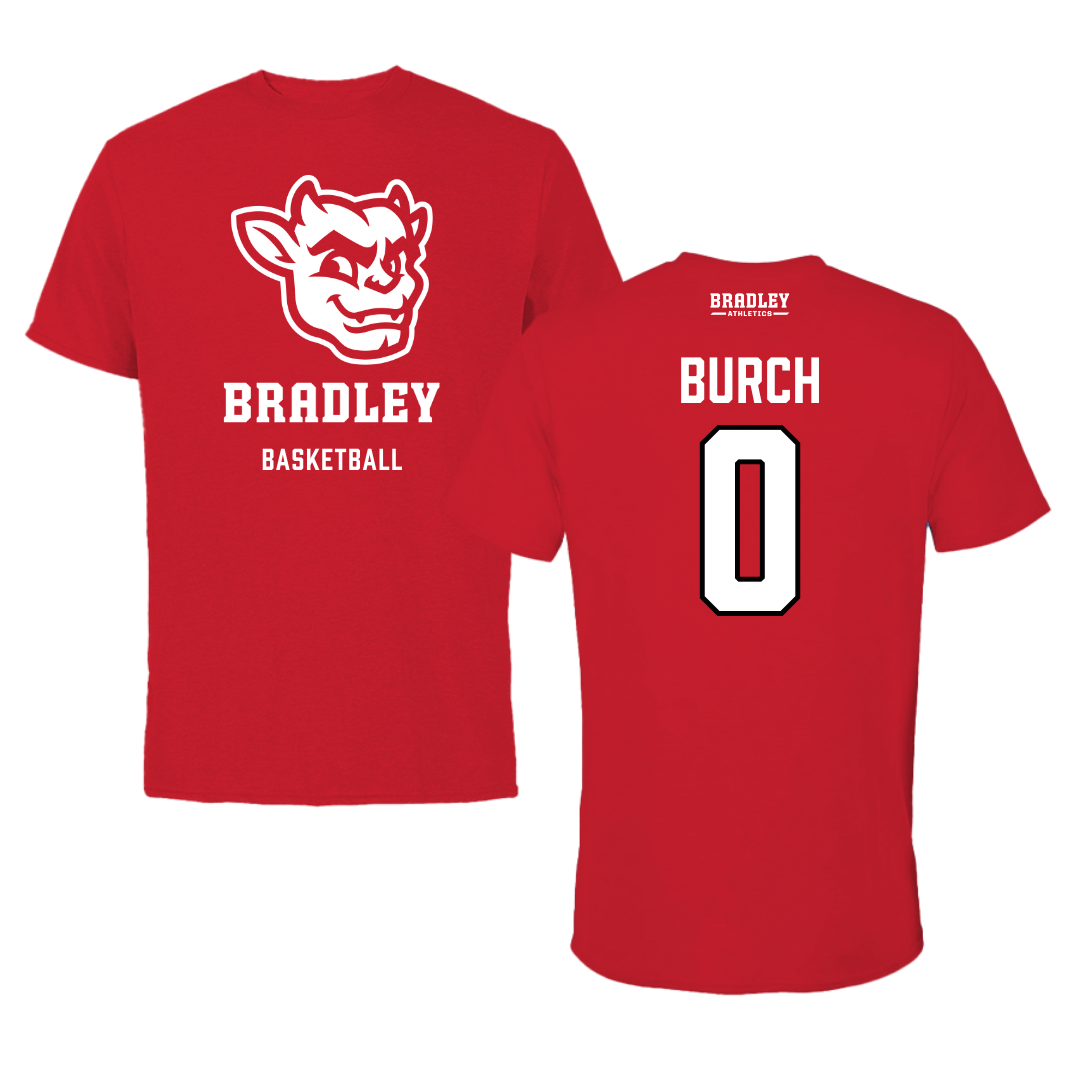 Bradley University Basketball Red Mascot Performance Tee - #0 Demarion Burch