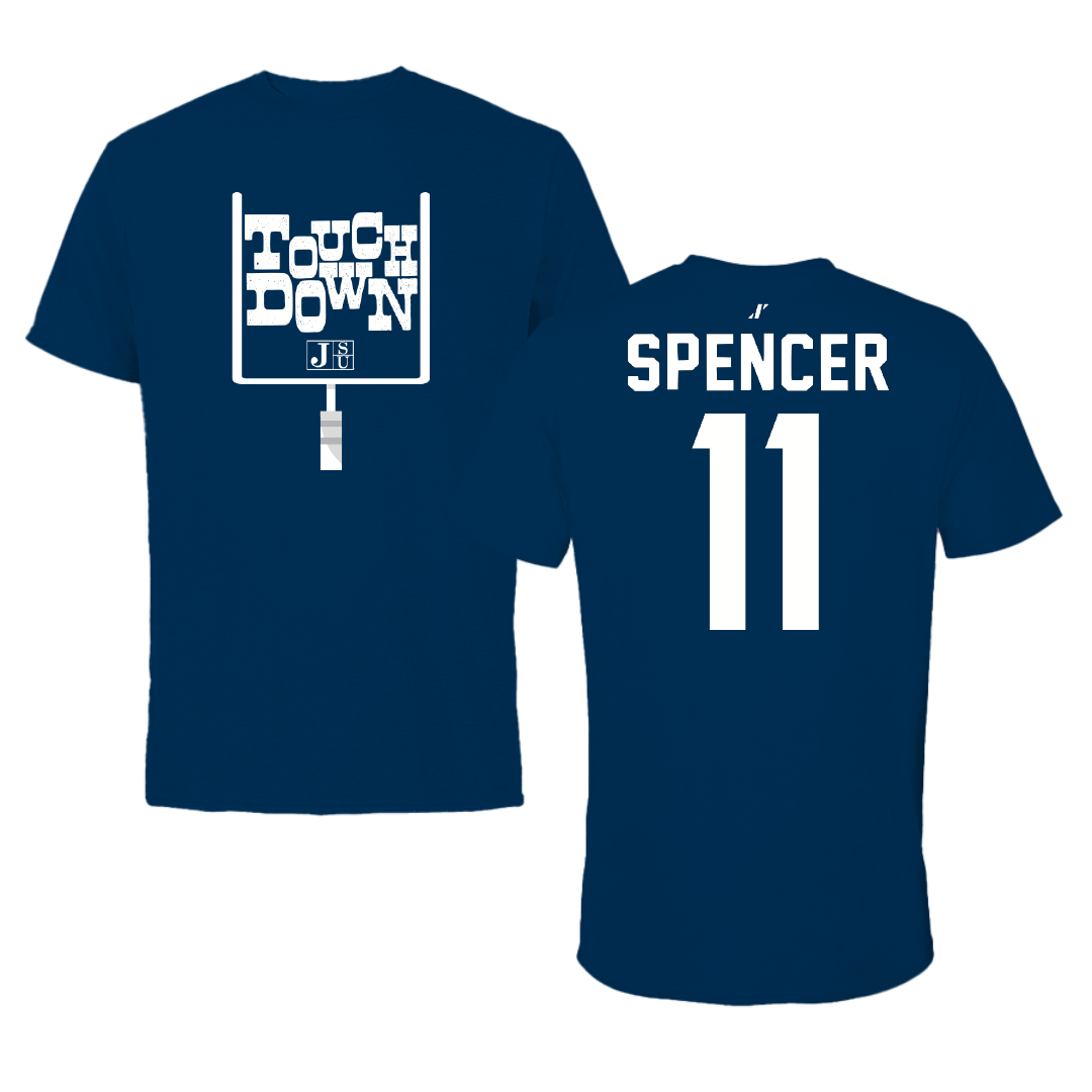 Jackson State University Football Navy Touchdown Performance Tee - #11 Isaiah Spencer