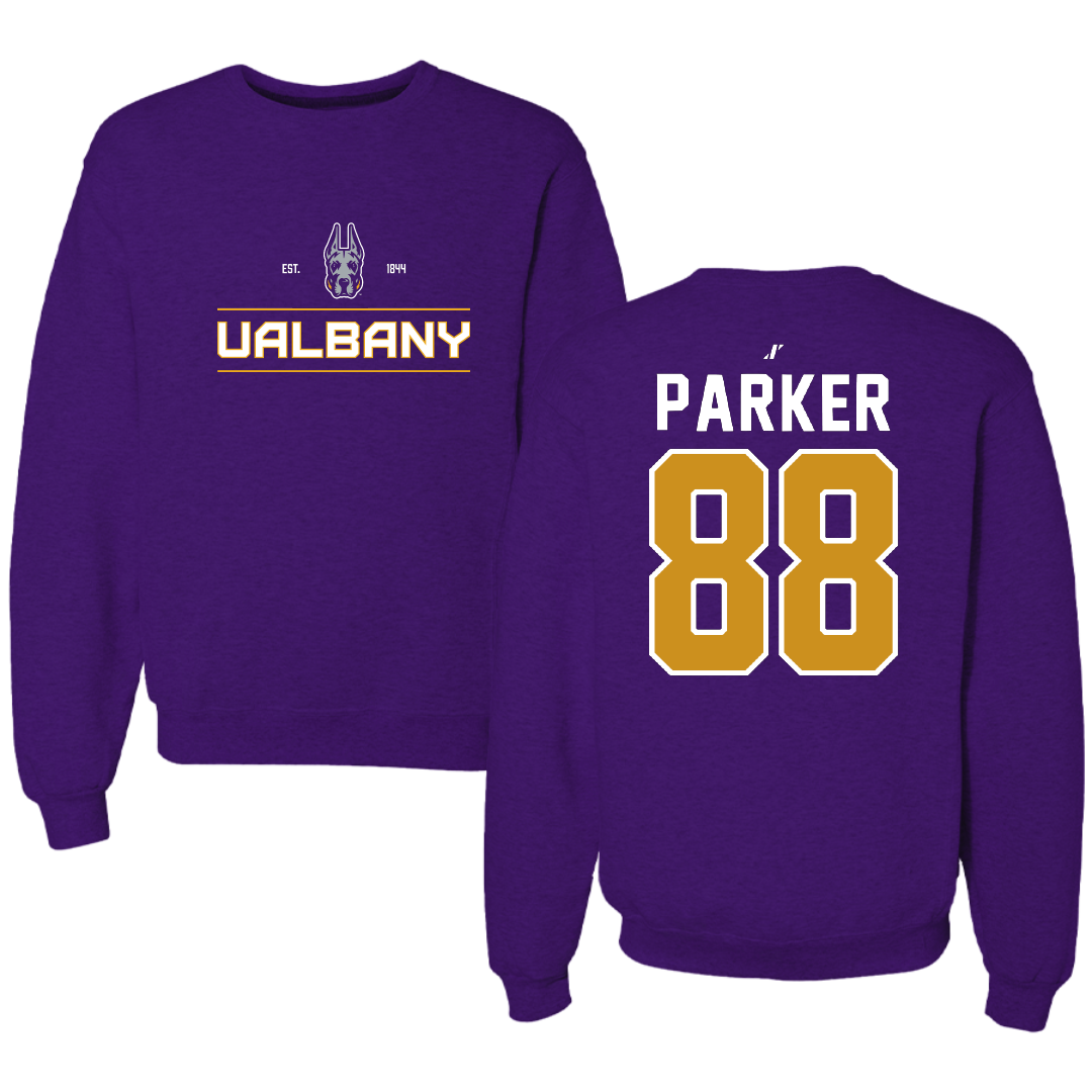 University at Albany Football Purple General Crewneck - #88 Chad Parker