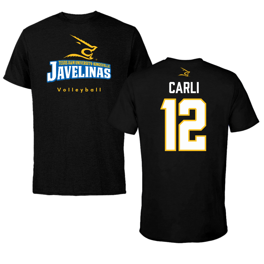 Texas A&M University-Kingsville Volleyball Black Tee - #12 Elisa Carli
