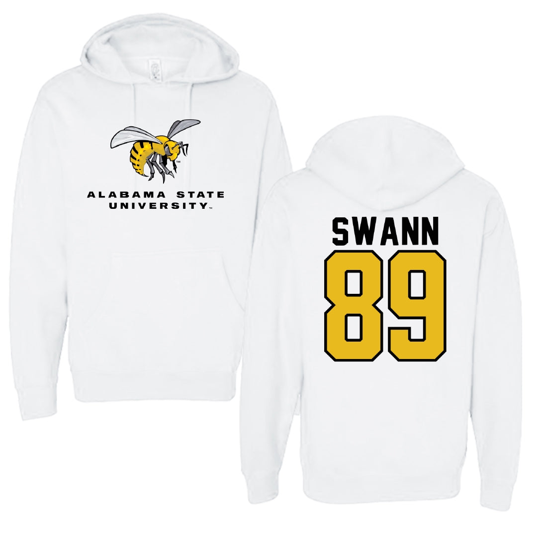 Alabama State University Football White Block Hoodie - #89 Tyler Swann