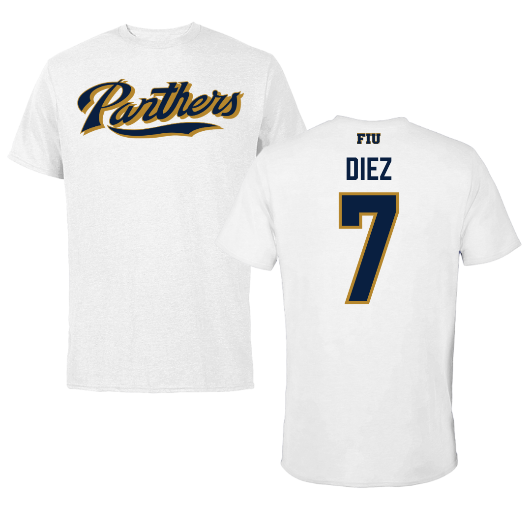 Florida International University Soccer White Performance Tee - #7 Isabella Diez