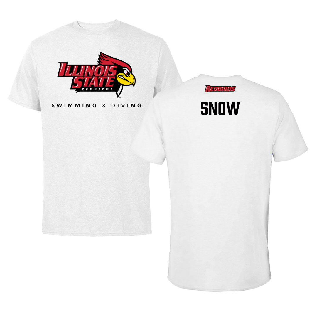 Illinois State University Swimming & Diving White Performance Tee - Mia Snow