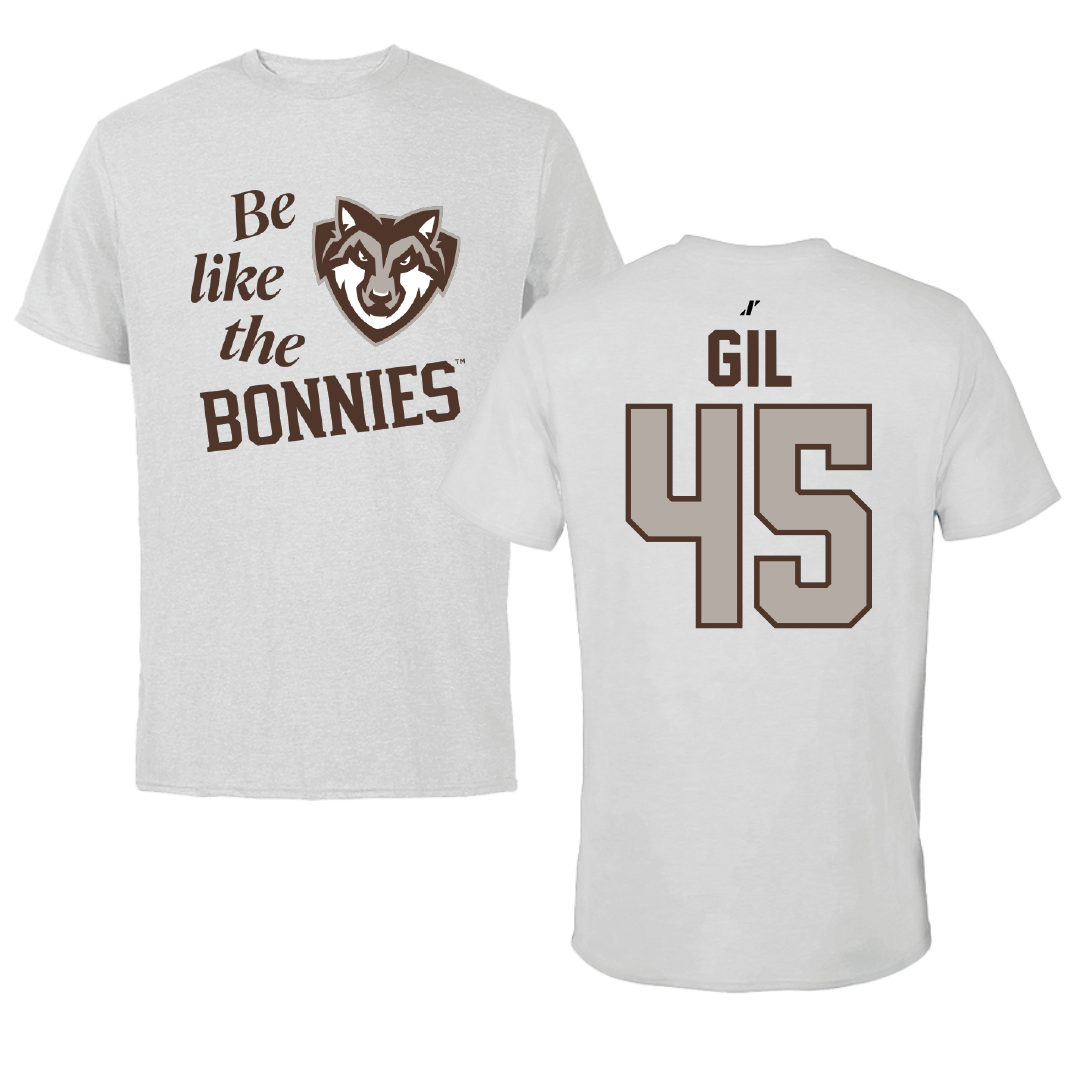 St. Bonaventure University Baseball Light Gray Be Like Us Tee - #45 Samuel Gil
