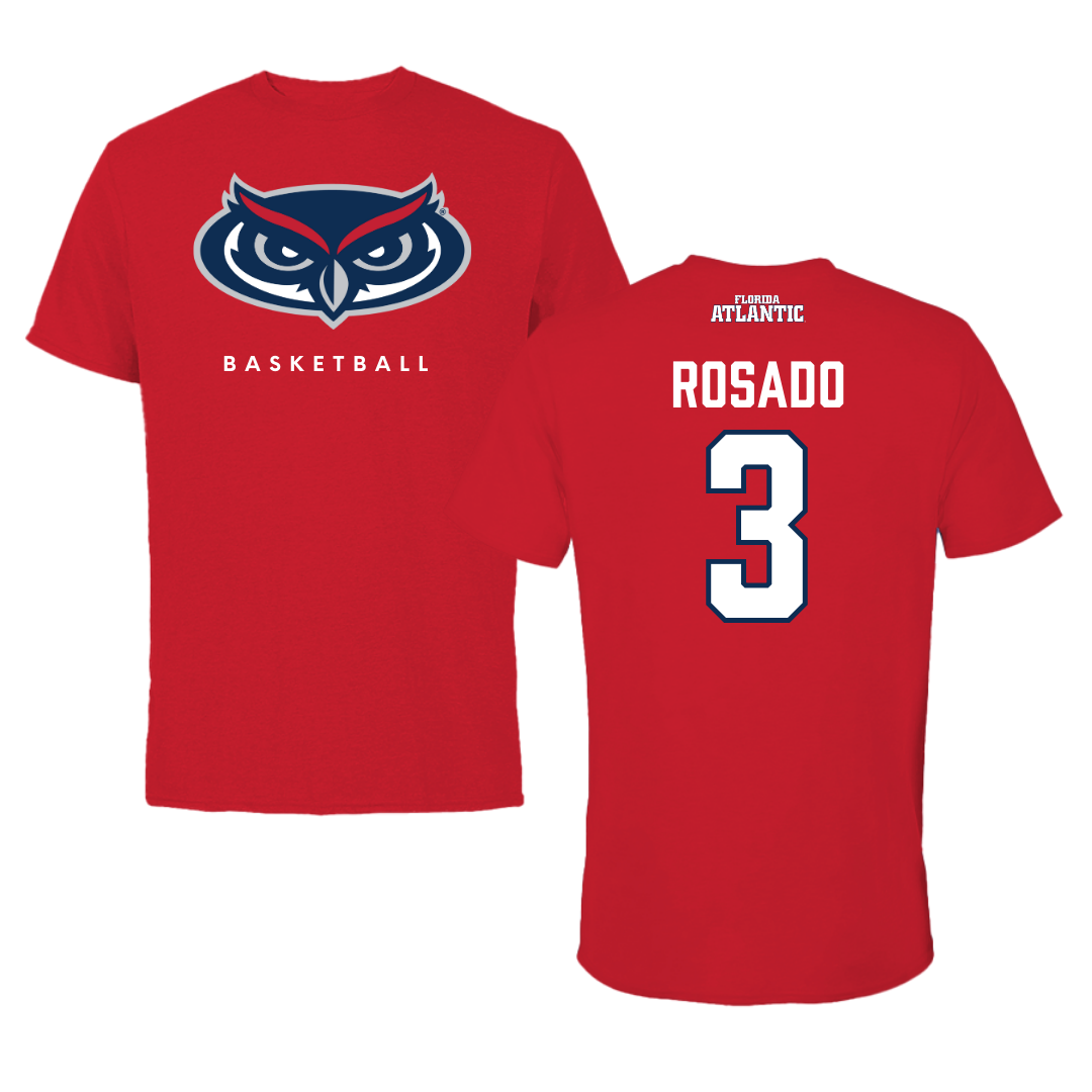 Florida Atlantic University Basketball Red Jersey Tee - #3 Giancarlo Rosado