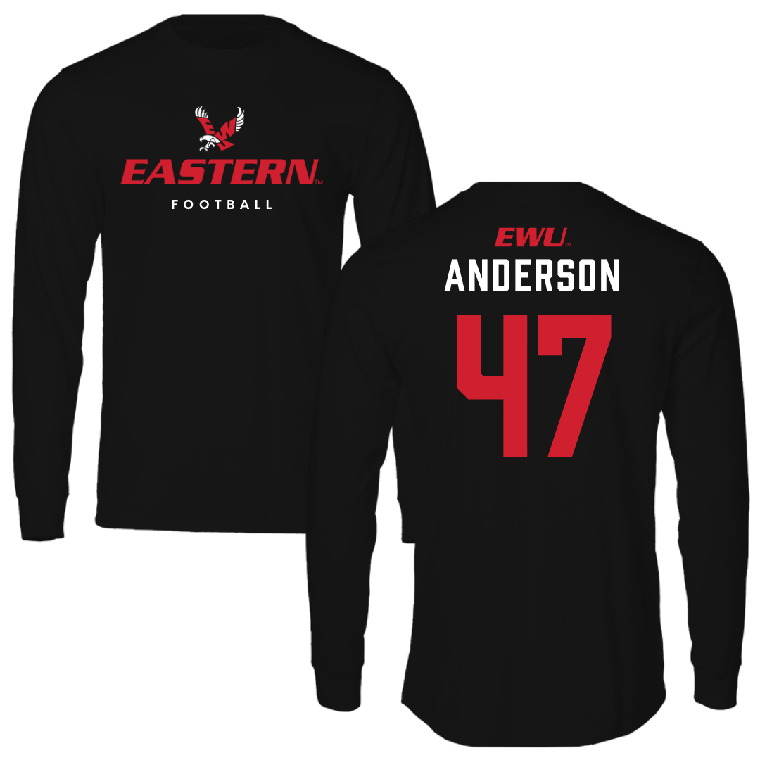 Eastern Washington University Football Black Eastern Long Sleeve - #47 Samarai Anderson