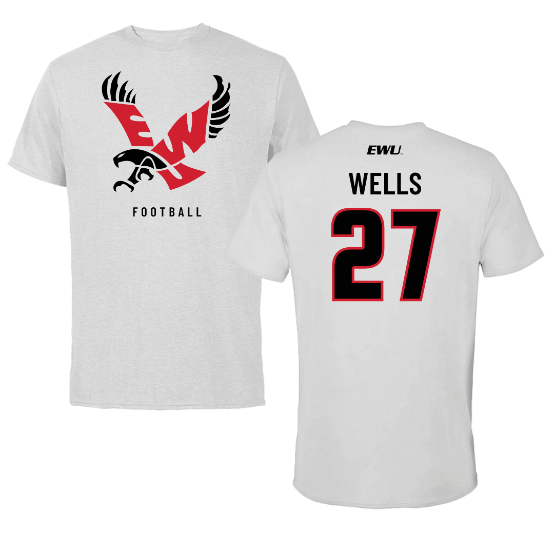 Eastern Washington University Football Light Gray Tee - #27 DaJean Wells