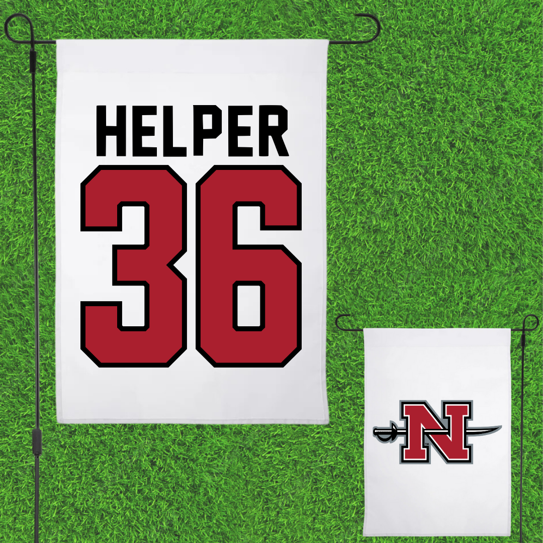 Nicholls State University Football White Garden Flag - #36 Justin Helper