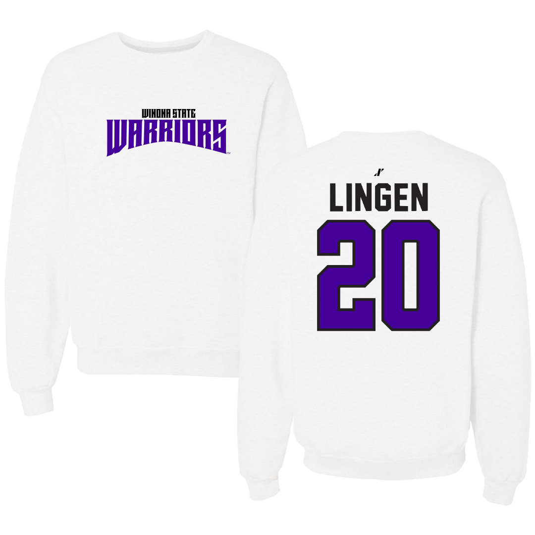 Winona State University Baseball White Classic Crewneck - #20 Drew Lingen