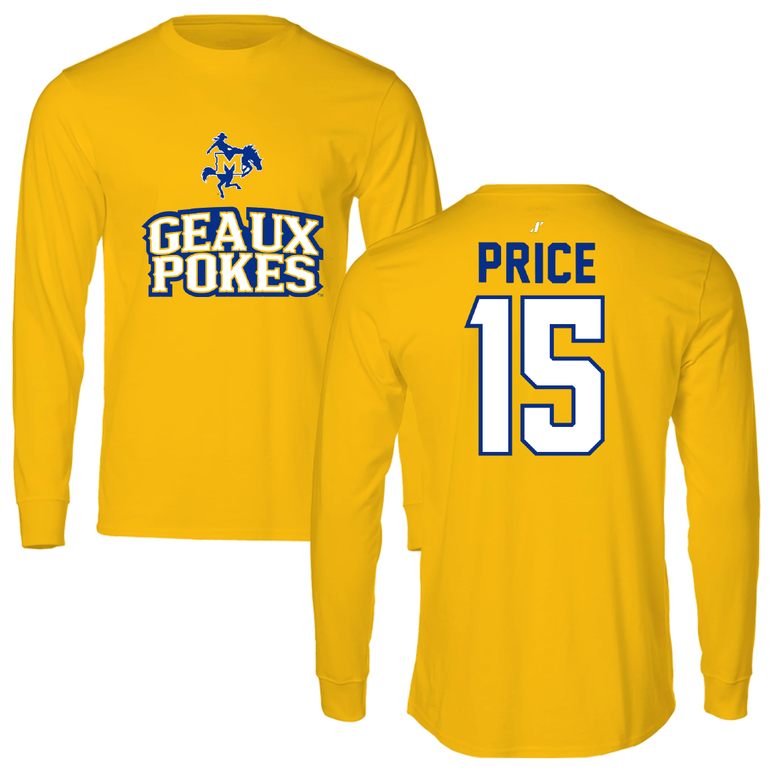 McNeese State University Football Gold General Long Sleeve - #15 Maurquel Price