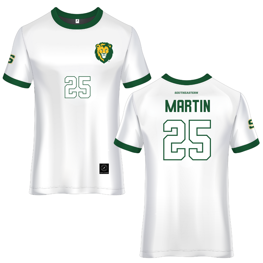 Southeastern Louisiana University White Soccer Jersey - #25 Mia Martin