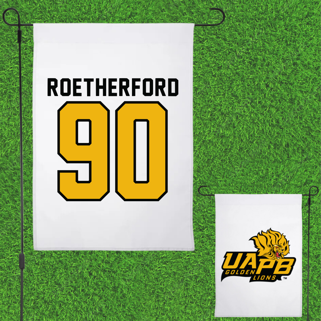 University of Arkansas-Pine Bluff Football White Garden Flag - #90 Cameron Roetherford