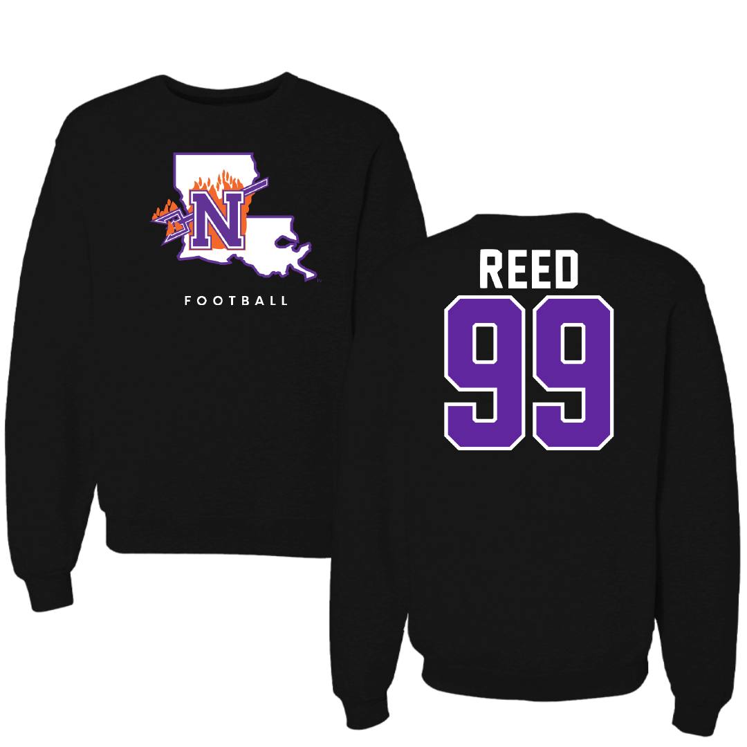 Northwestern State University Football Black Block Crewneck - #99 Ke’Shawn Reed