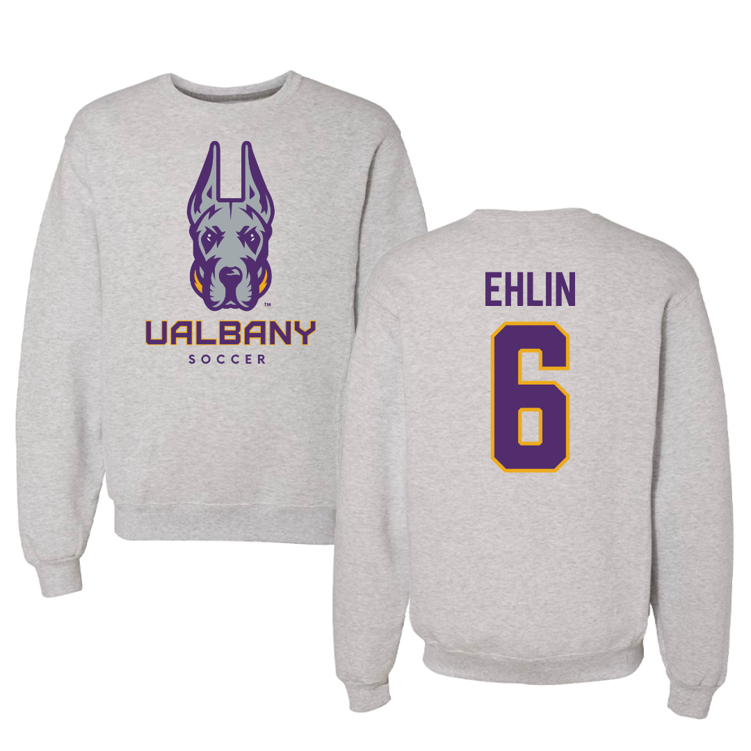 University at Albany Soccer Gray Crewneck - #6 Elias Ehlin