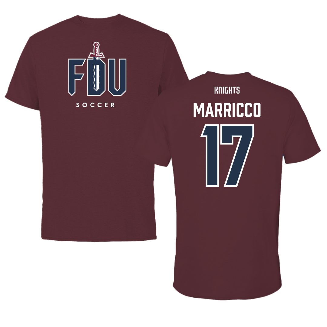 Fairleigh Dickinson University-Metropolitan Campus Soccer Maroon Performance Tee - #17 Madeline Marricco