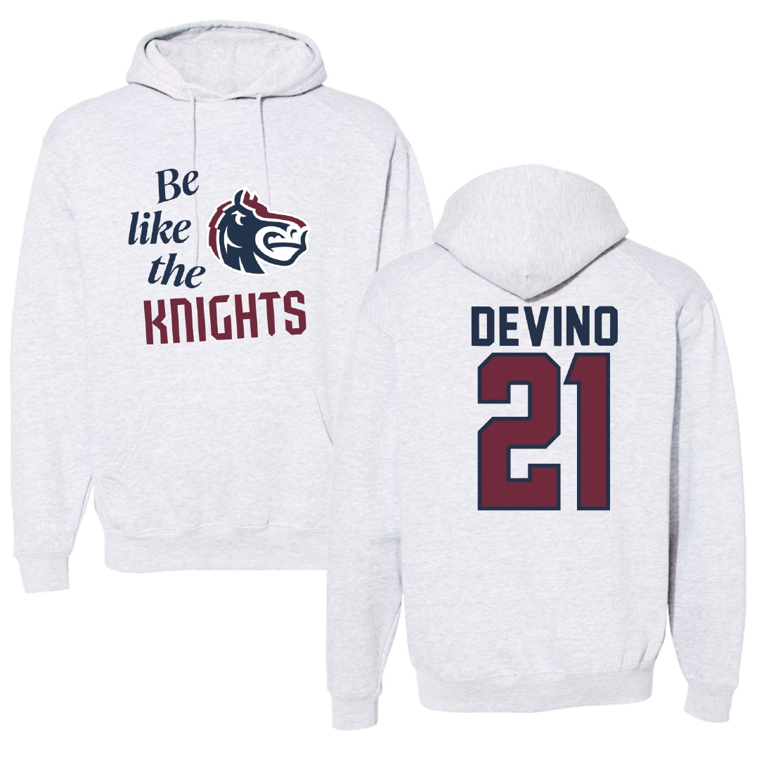 Fairleigh Dickinson University-Metropolitan Campus Lacrosse Light Gray Be Like Us Hoodie - #21 Mia Devino