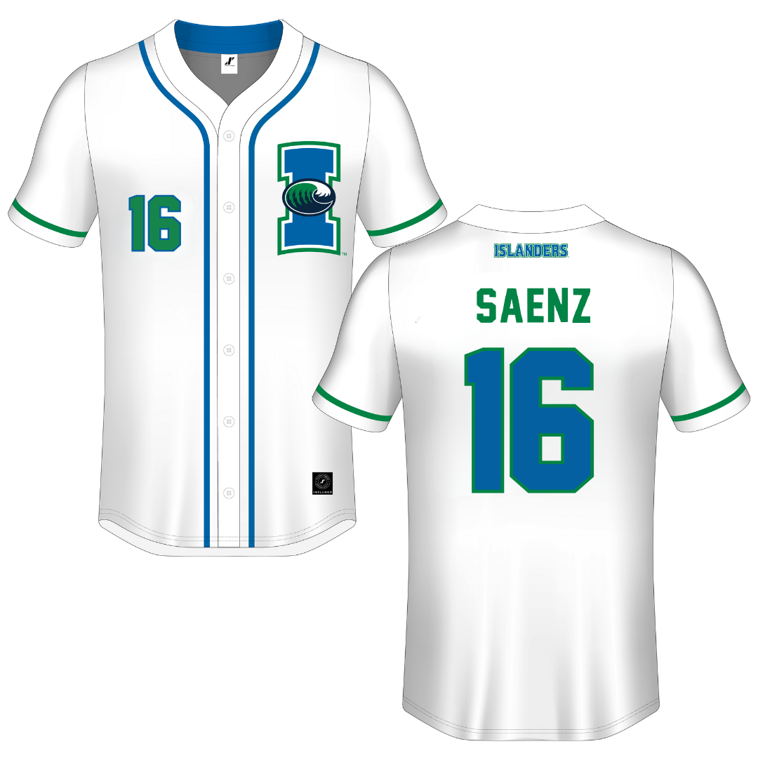 Texas A&M University-Corpus Christi White Button-Down Jersey - #16 Ariella Saenz