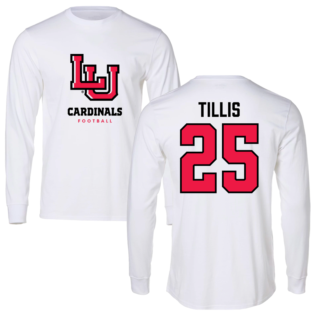 Lamar University Football White Performance Long Sleeve - #25 Jonavon Tillis