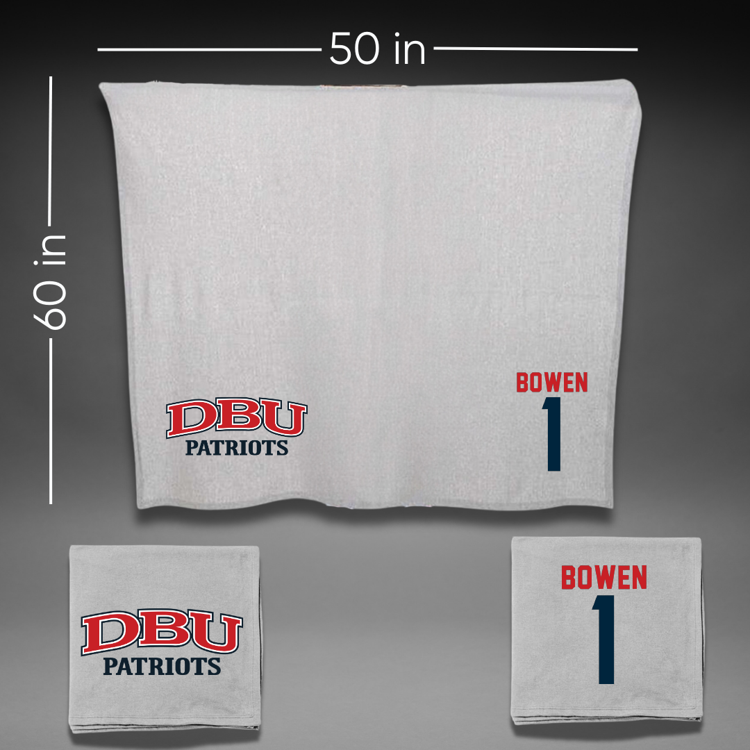 Dallas Baptist University Soccer Gray Blanket - #1 Breanna Bowen