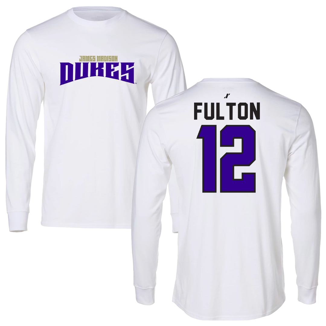 James Madison University Softball White Classic Performance Long Sleeve - #12 Lauren Fulton