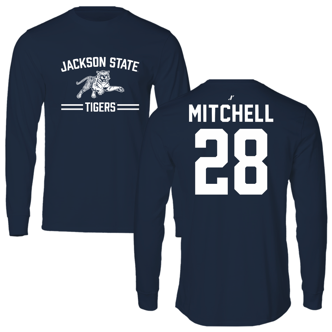 Jackson State University Football Navy General Long Sleeve - #28 Bruce Mitchell