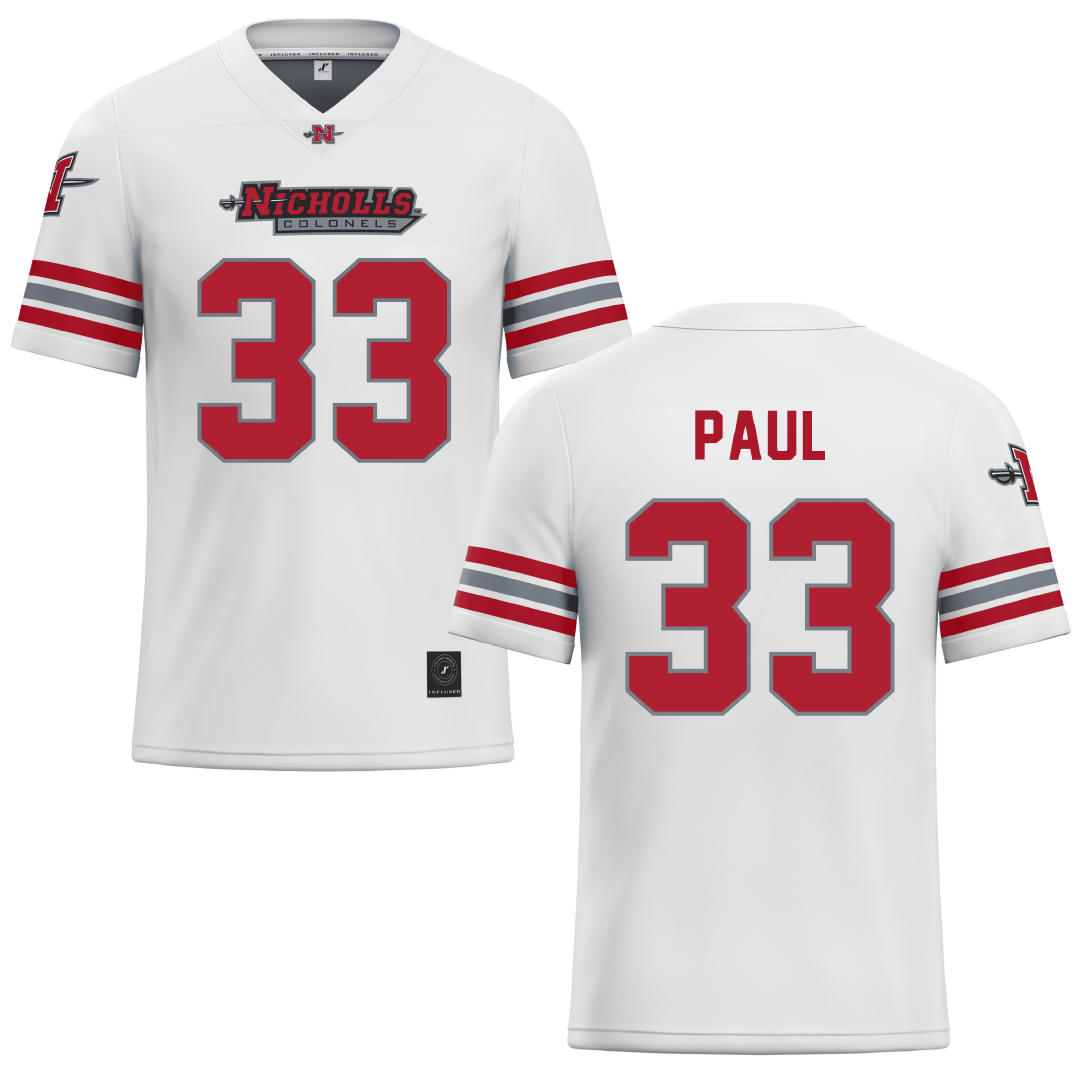 Nicholls State University White Football Jersey - #33 Kyler Paul
